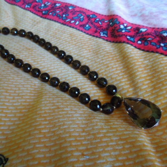 NWOT Smoky Quartz Bead Necklace & Enhancer - Picture 2 of 8